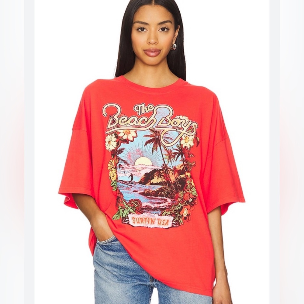 Daydreamer x Free People Beach Boys One Size Tee NWOT Red - Picture 3 of 6